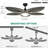 52 inch Ceiling Fans with Lights, Tropical Ceiling Fans with Lights and Remote, Tri-Colour LED, Reversible 6-Speed w/Quiet DC Motor Timing