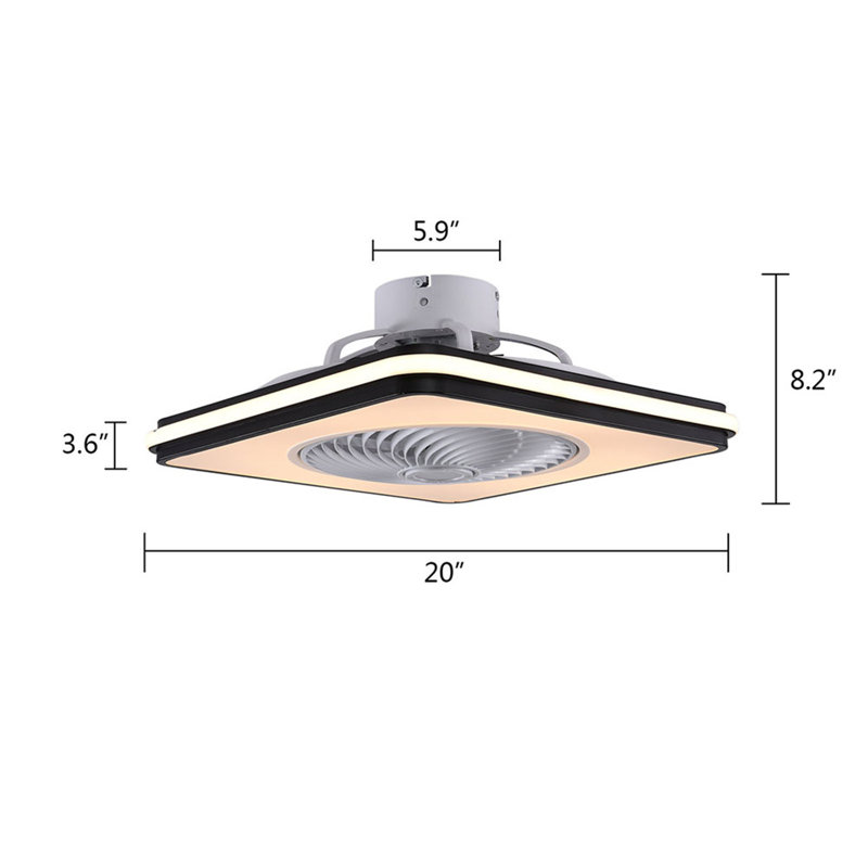 Orwhin 20'' Ceiling Fan with LED Lights, Black