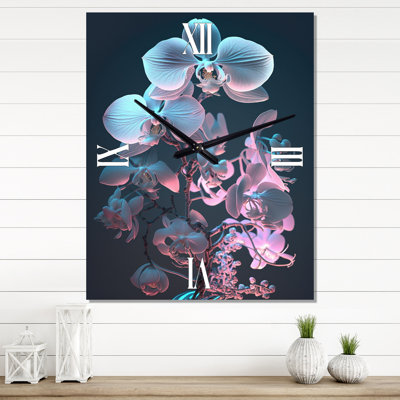 Jawdat - Floral Orchid Very Large Wall Clocks