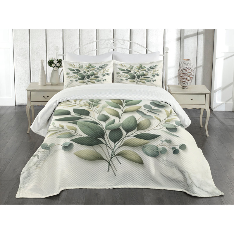 Polyester Floral Coverlet, King Coverlet / Bedspread + 2 Standard Shams