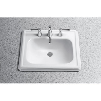 TOTO® Promenade® Rectangular Self-Rimming Drop-In Bathroom Sink for 8 Inch Center Faucets, Cotton White