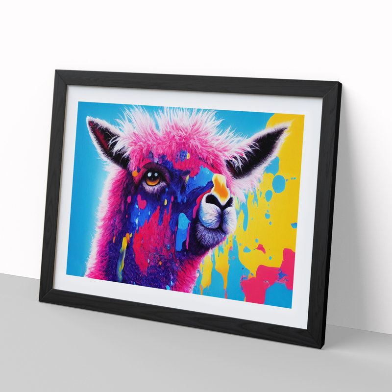 Llama Splash Vol.2 Abstract - Single Picture Frame Print, 46cm H x 64cm W, Black