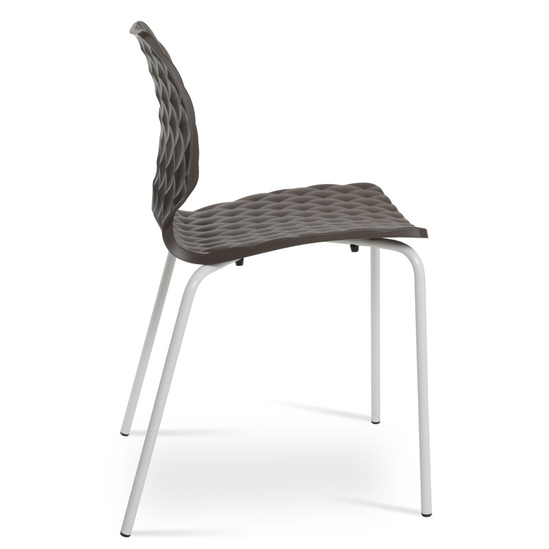 UNI Metal Solid Back Side Chair, Mocha, White