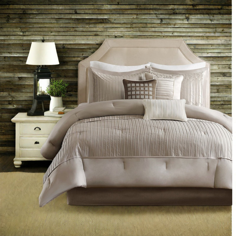 Piece Bedding Sets, Polyester Charmeuse Modern Taupe Queen For Home