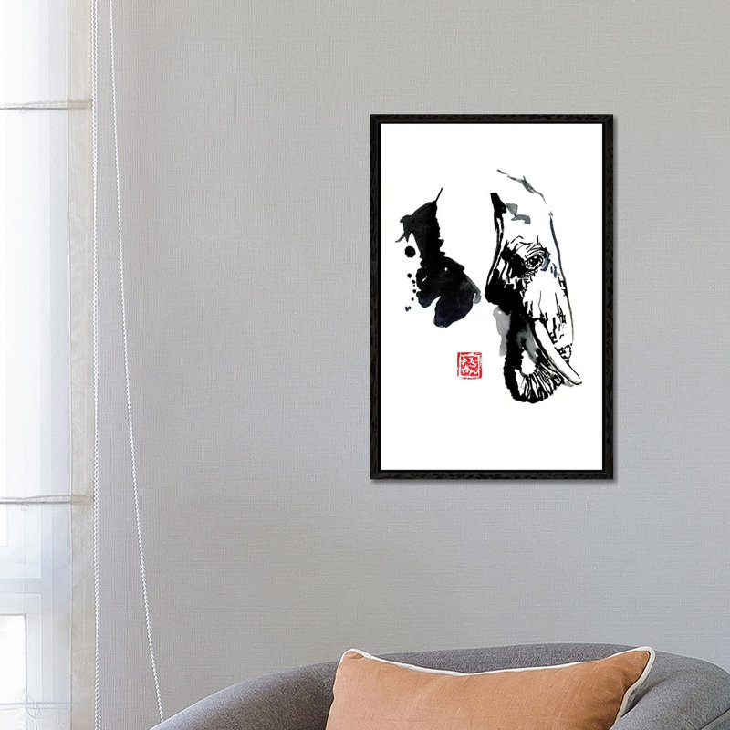 Elephant Profile 1 Piece Wall Art on Canvas, 66.04 cm H x 45.72 cm W, Black Framed