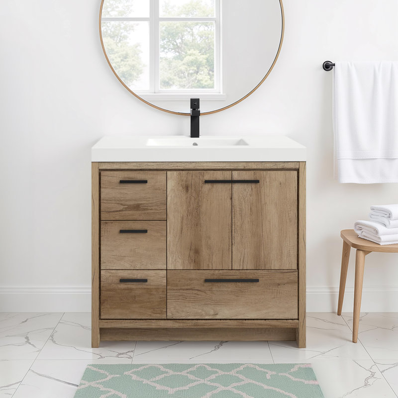 Enfield 36'' Single Bathroom Vanity with Top, Natural Oak