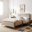 Structure de lit rembourrée avec tête de lit en velours capitonnée | Lit plateforme moderne en tissu doux | Aucun sommier tapissier requis-126450278