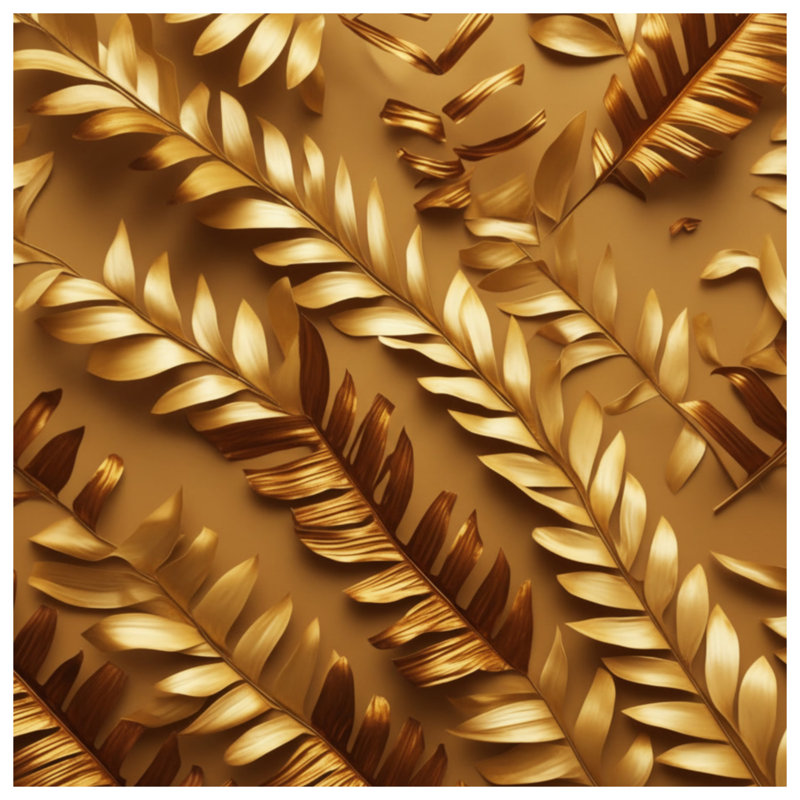Couvertures de feuilles de palmier tropicales, L 60 po x H 80 po, Bronze doré moyen