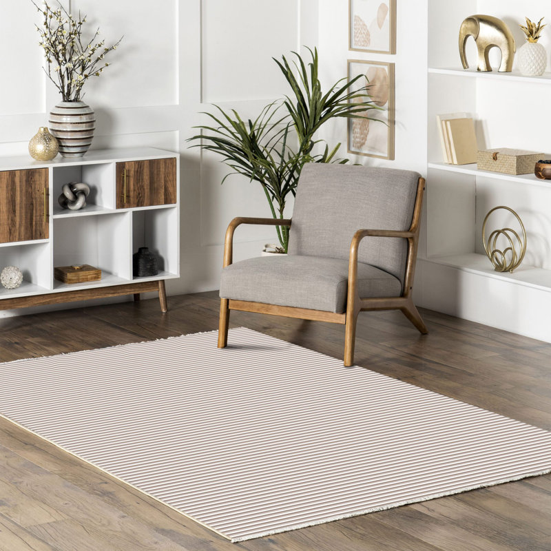 Pastel Lacasa Mink Striped Cotton Chenille Area Rug, Runner 2'8" x 13'2"