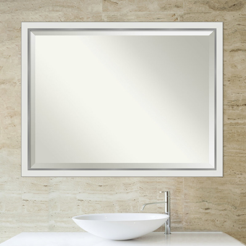 Quade Mirror, 43" x 33", Satin White/Silver