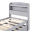Lit simple TG avec lit gigogne et tête de lit à DEL, plateforme avec rangement à tiroirs gris-608313930