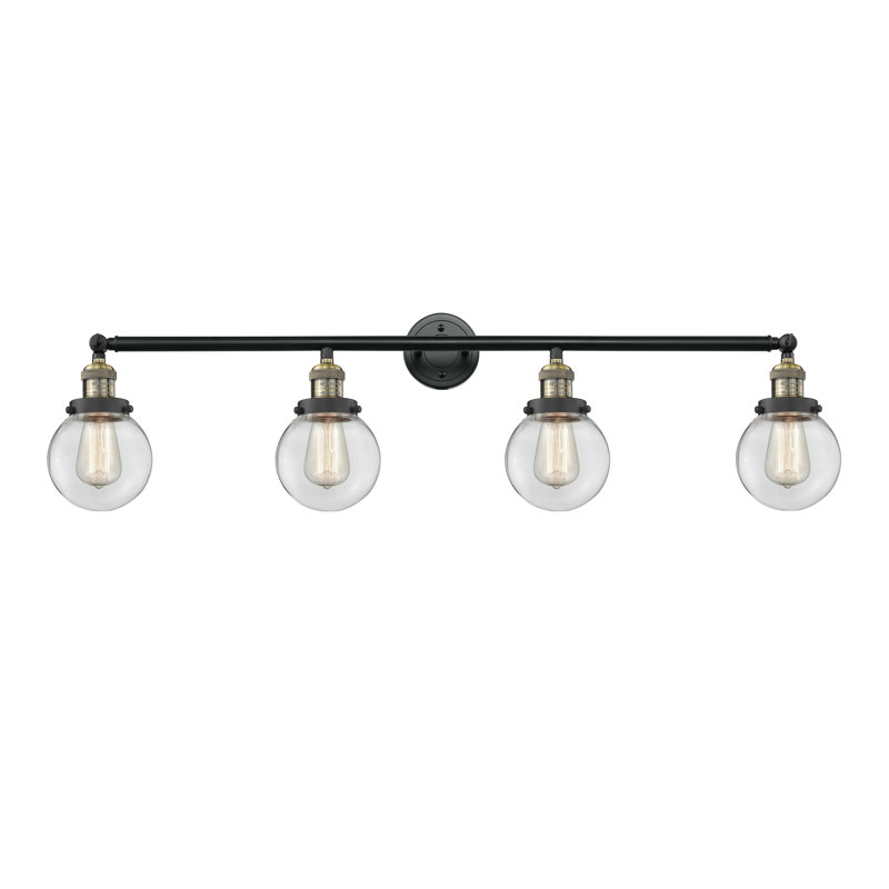 Éclairage de salle de bain à intensité variable 4 lumières Clementina, Ampoule incandescente rétro de 60 watts, Transparent