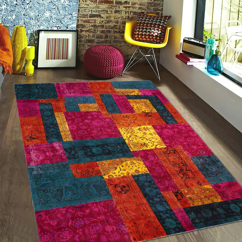 Tapis orange en laine noué à la main 8 pi 2 po x 10 pi 0 po Fellman