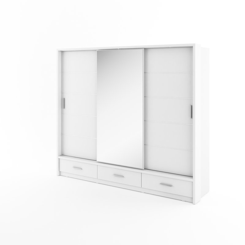 Tengan 3 Door Manufactured Wood Wardrobe, White