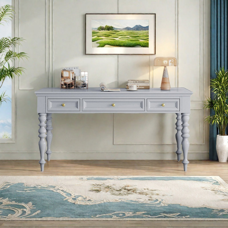 Bureau de rangement style français, Gris, H 30,71 po x l 59,06 po x P 23,62 po