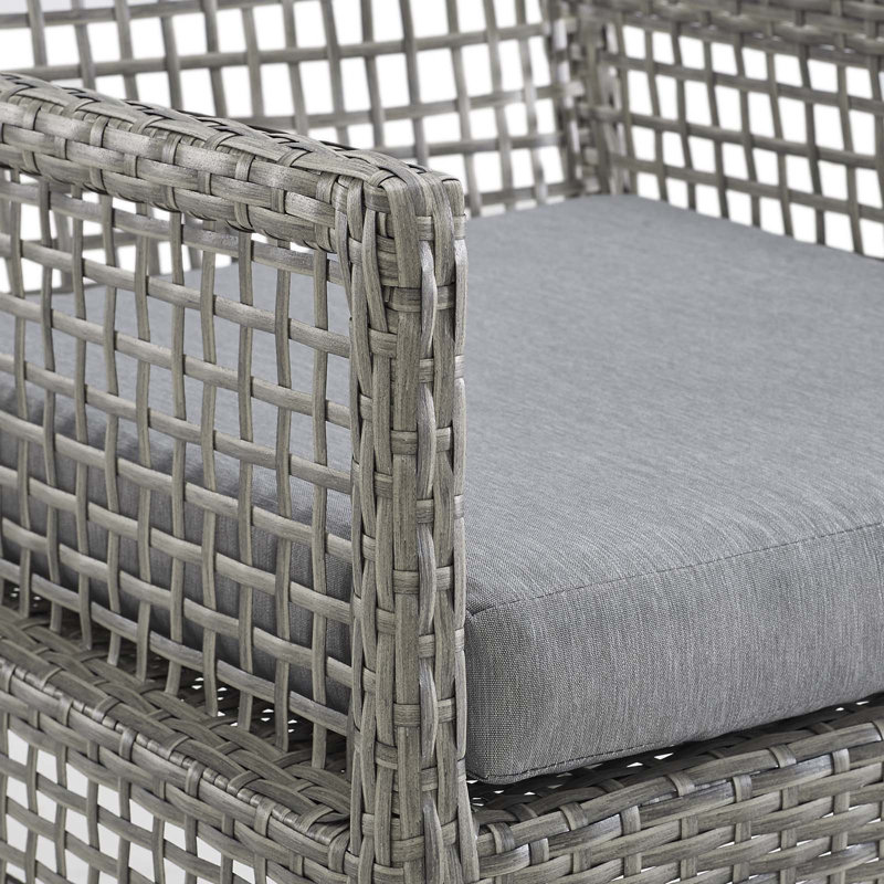 Gray Wicker Rattan Outdoor Dining Armchair Set of 4