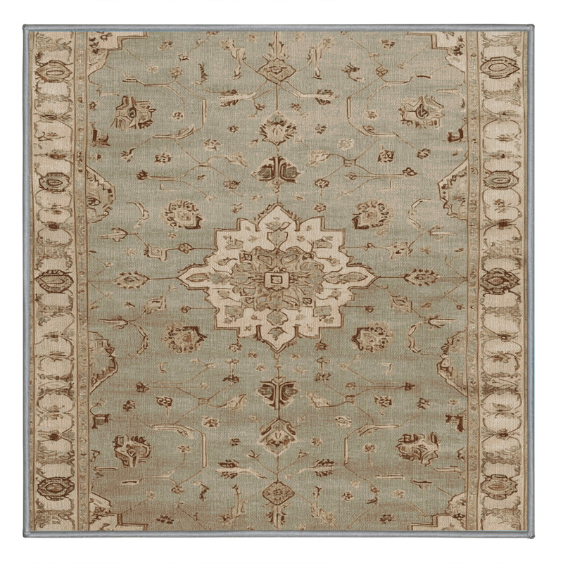Tapis brun Afyon lavable à la machine, Carré 5 pi