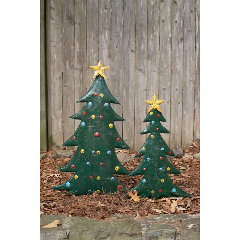  Ensemble de 2 piquets d'arbre de Noël en métal martelé à la main