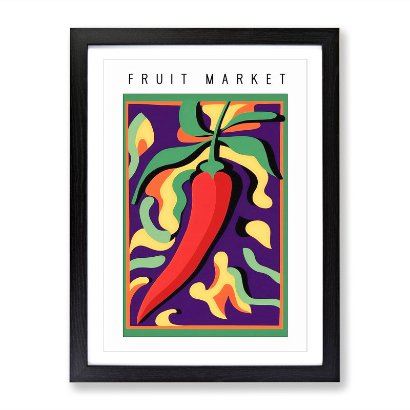 Fruit Market Exhibition Red Chili Pepper Vol.8 - Single Picture Frame Print on Wood, 34cm H x 25cm W x 2cm D