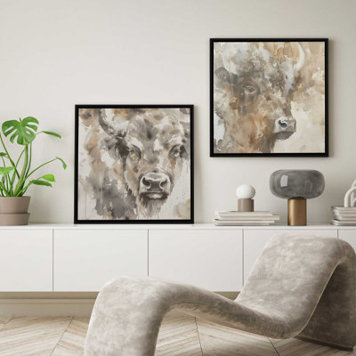 «Abstract Buffalo Portraits», ensemble de 2, reproduction sur toile