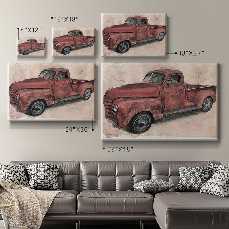 Antique Pickup I, toile tendue avec châssis de qualité supérieure - prête à être accrochée, H 24 po x l 36 po