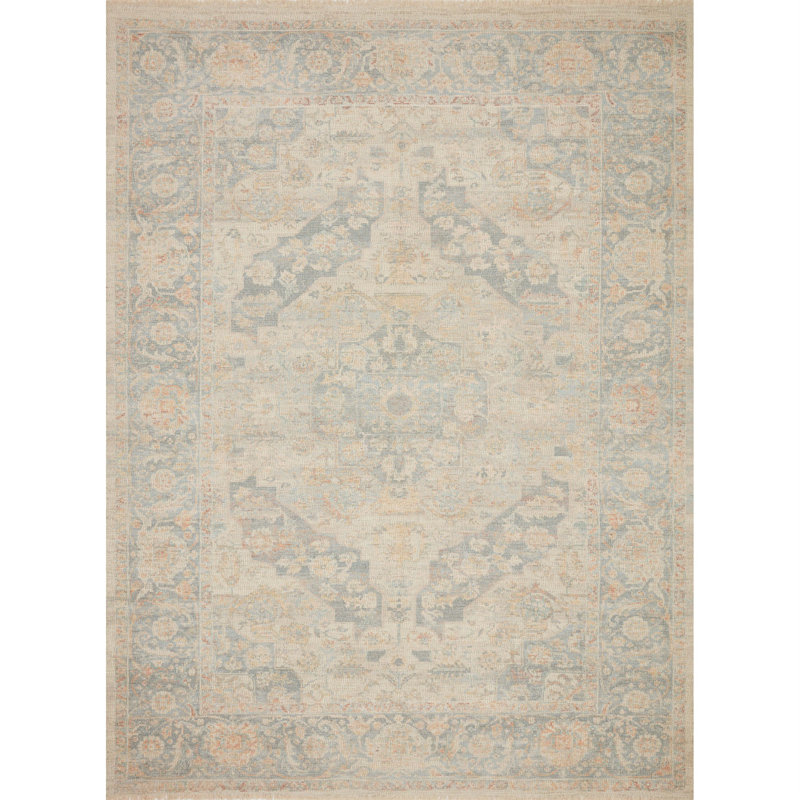 Tapis beige tissé à la main Amanda, Rectangle 3 pi 6 po x 5 pi 6 po