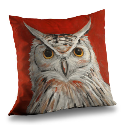 Colorful Eagle Owl Throw Pillow - Contemporary Home Decor