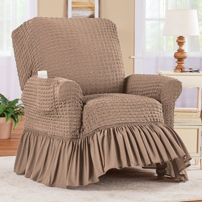 Ruffled Box Cushion Recliner Slipcover