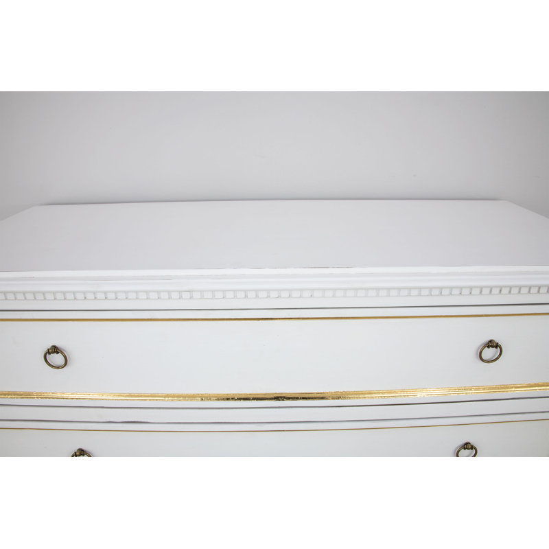 Lauren 3 - Drawer Solid Wood Dresser, White/Gold
