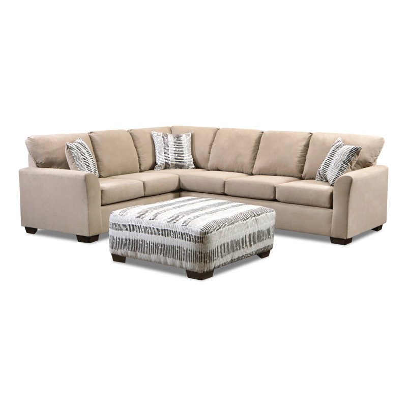 Keisha 123'' Wide Polyester Blend Left Hand Facing Corner Sectional, Taupe Polyester Blend