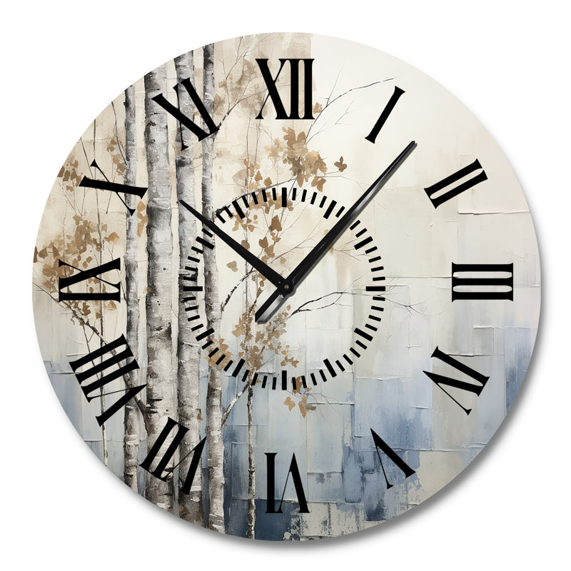 Horloge murale forêt bleue et blanche Harmony Winter Face, Grand