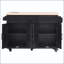 56.5" Kitchen Island with Drop Leaf, Embossed Vertical Stripe, and 4 Doors – Black-129895308