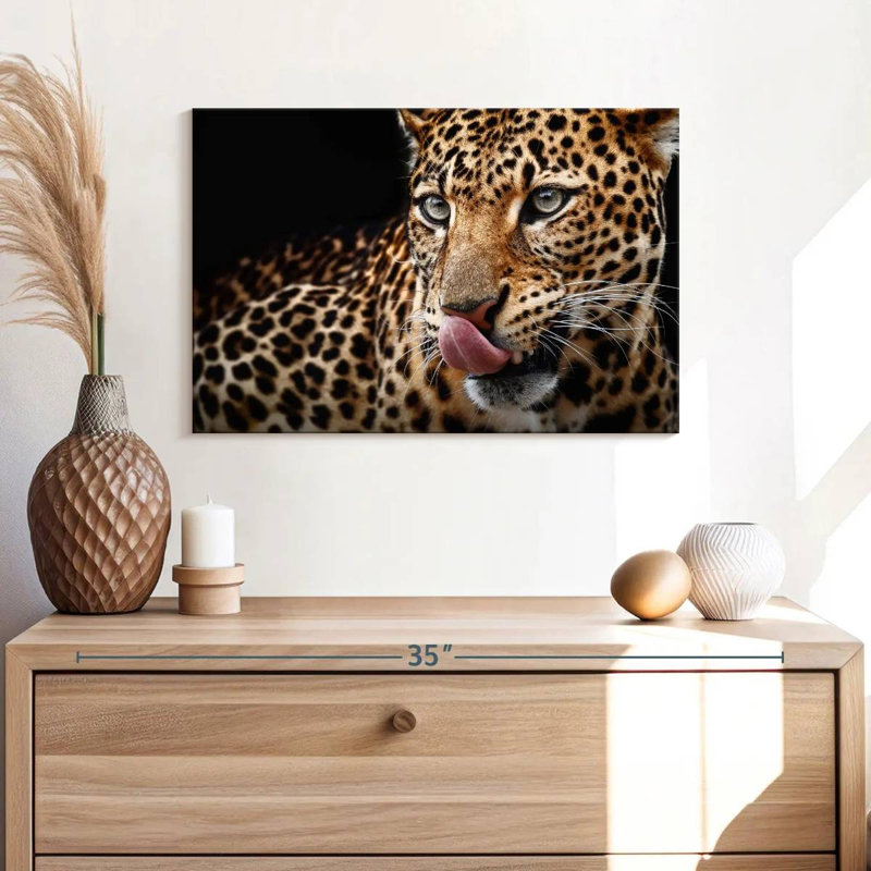 Brampt Licking Leopard, 16" H x 24" W