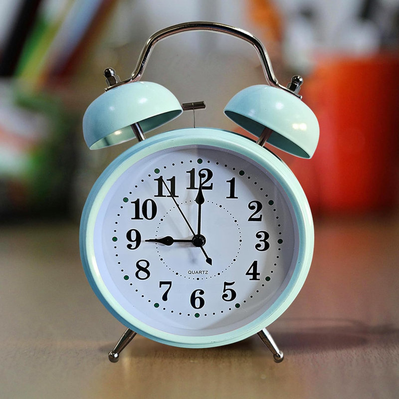 Quartz Movement / Crystal Alarm Tabletop Clock, Mint Green