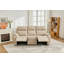 Canapé inclinable manuel en tissu beige à 3 places, canapé inclinable surdimensionné trois places avec sièges inclinables indépendants pour le salon, l’appartement et le cinéma maison au sous-sol-581035599