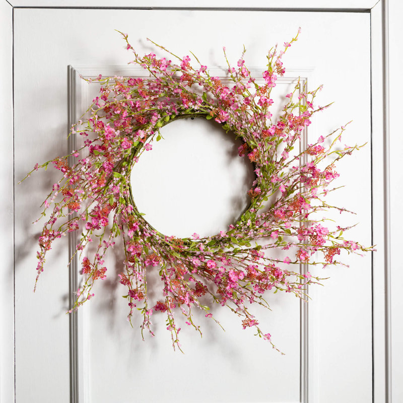 Mini couronne artificielle fleur rose 6,5, L 30 po x H 30 po x P 6,5 po