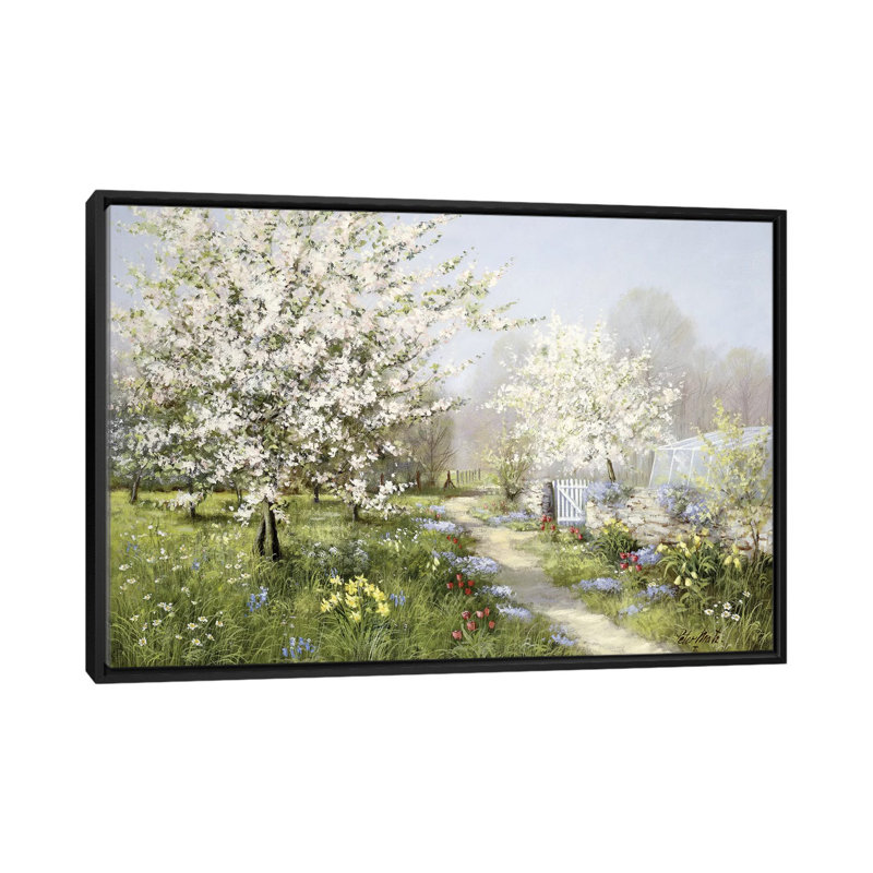 «Spring Blossoms», reproduction sur toile, H 18 po x l 26 po x p 1,5 po, Toile avec cadre noir, Pas de tapis