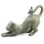 Crouching Cat with Bird Garden Sculpture