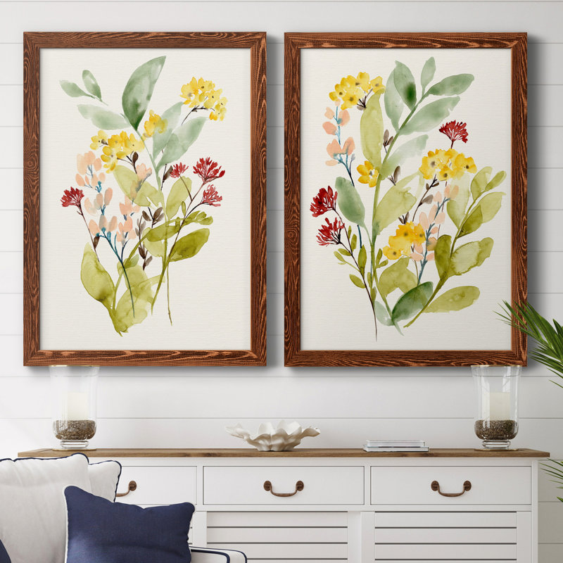 Spring Sprigs I - ensemble de 2 peintures sur toile encadrées, H 31,5 po x l 47 po x P 1,5 po, Brun
