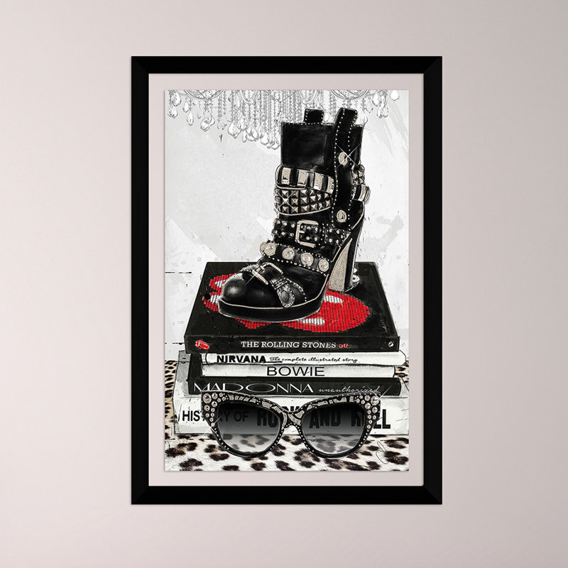 «Rock on», reproduction d'art, H 39,5 po x l 27,5 po x P 0,75 po, Acrylique avec cadre noir