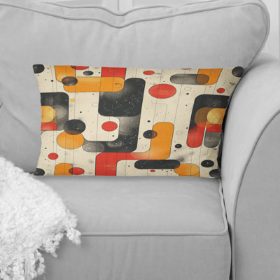 Yellow Midcentury Geometric Shapes - Midcentury Lumbar Pillow