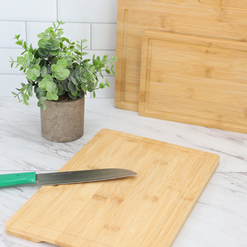 MegaChef 3 Piece Bamboo Cutting, Prep and Serving Boards