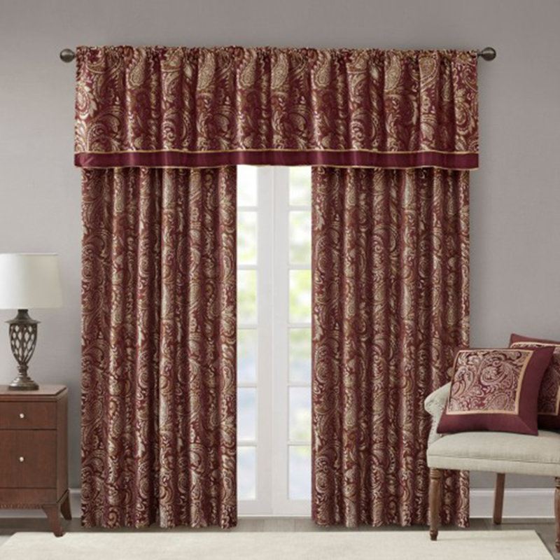 Jacquard Window Valance 50x18", Burgundy