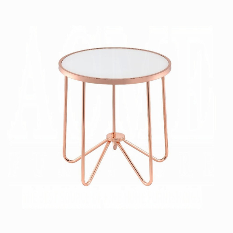 Table de bout moderne minimaliste, Blanc/Or rose