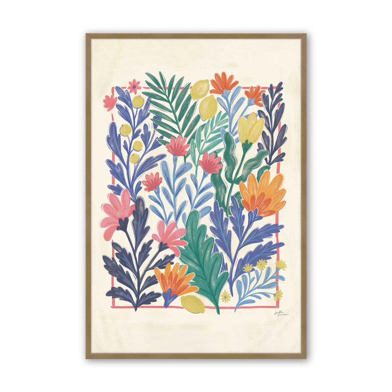 «Tropical Floral Delight III», Cadre doré brossé, H 11,25 po x l 9,25 po