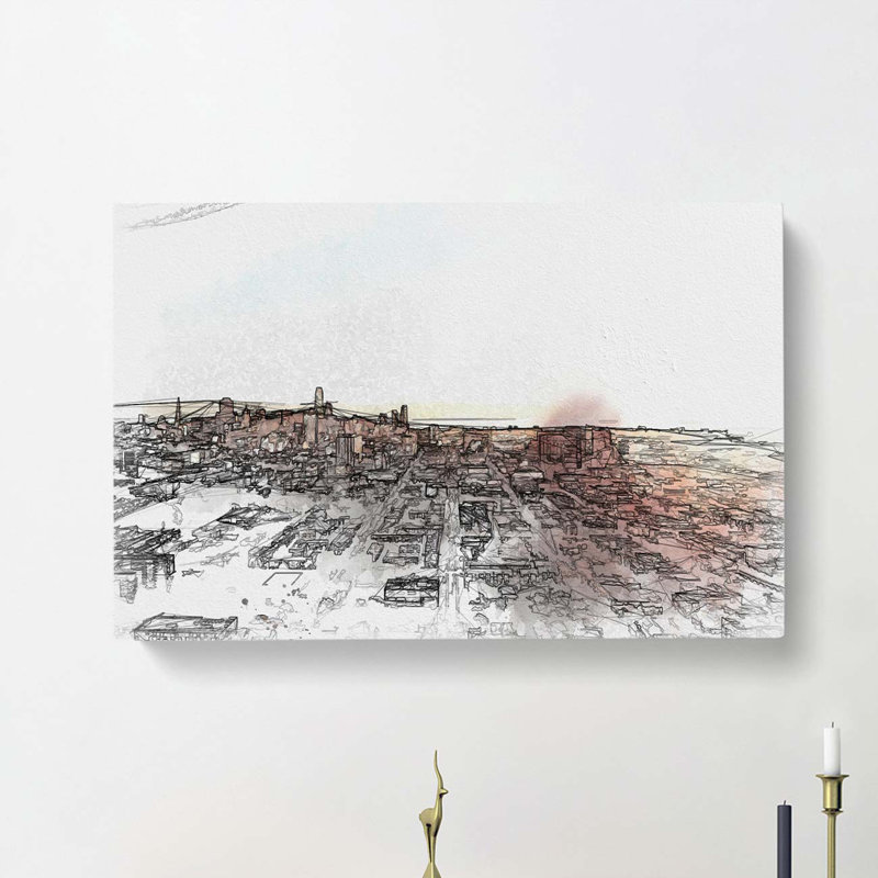 San Francisco California Skyline In Abstract - Wrapped Canvas, 50cm H x 76cm W x 3cm D
