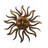 Benzara Wall Accent - 35 Inch Sun Face and Sunburst Pattern, Rustic Gold and Antique Black Metal Wall Decor