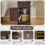  Table de bout Farmhouse avec station de charge - Table d'appoint étroite et table de chevet avec tiroir, armoire de rangement et tablette réglable, chocolat-2127981601