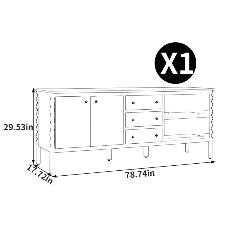 French style solid wood frame TV stand