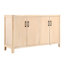 Armoire à 4 portes de style rustique avec surface en bois véritable, charnières à fermeture en douceur, coins arrondis, grand espace de rangement pour petits espaces d'aspect vieilli naturel, pieds en pin, fermeture en douceur et silencieuse, Space Daily